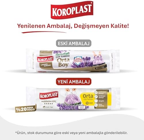 Alternative view of Lavanta Kokulu Orta Boy Büzgülü Çöp Poşeti 15'li 55x60 cm, Kolay Bağlanır Kokulu Büzgülü Orta Boy Çöp Torbası, Sızdırmaz, Yırtılmaz, Geri Dönüştürülebilir Atık Torba, Ekstra Güçlü Çöp Poşeti