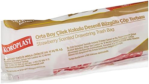 Alternative view of Çilek Kokulu Orta Boy Büzgülü Çöp Poşeti 15'li 55x60 cm, Kolay Bağlanır Kokulu Büzgülü Orta Boy Çöp Torbası, Sızdırmaz, Yırtılmaz, Geri Dönüştürülebilir Atık Torbası, Ekstra Güçlü Çöp Poşeti