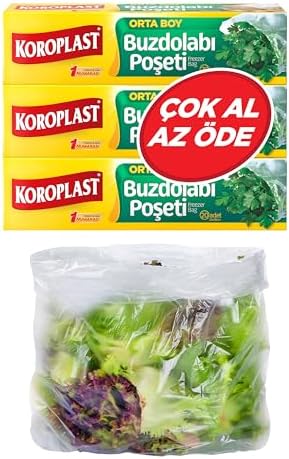Alternative view of 3'lü Çok Al Az Öde Ekonomik Paket Orta Boy 60'lı Buzdolabı Poşeti, Sızdırmaz & BPA İçermez Gıda Saklama Torbası, Et, Tavuk, Balık, Sebze, Meyve, Çorba, Sos, Peynir, Kuruyemiş, Sandviç