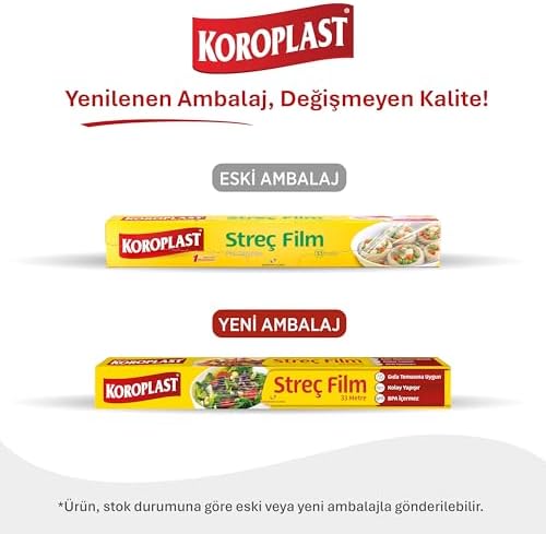 Streç Film 33 metre, Şeffaf Gıda Saklama Streci BPA İçermez, Koku Hapsi, Kapak Görevi Gören Pratik Kullanım, Taze Kahvaltılık, Yemek, Meyve ve Sebze Saklama için Kullan At Streç Film 33 mt
