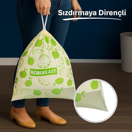 Ekstra Güçlü Limon Kokulu Büzgülü Orta Boy Çöp Poşeti 15li