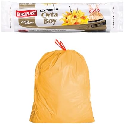 Alternative view of Vanilya Kokulu Orta Boy Büzgülü Çöp Poşeti 15'li 55x60 cm, Kolay Bağlanır Kokulu Büzgülü Orta Boy Çöp Torbası, Sızdırmaz, Yırtılmaz, Geri Dönüştürülebilir Atık Torbası, Güçlü Çöp Poşeti