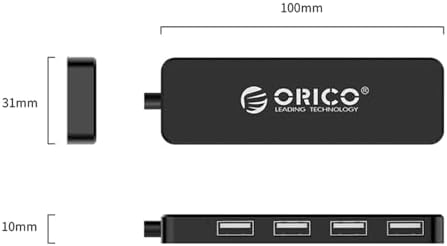 USB-A Hub 4 Ports USB 2.0 Siyah