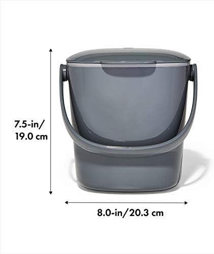 - Kompost Kovası, Gri - Mutfak için Koku Geçirmez Çöp Kutusu - 2,8 l