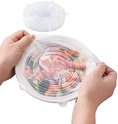 Alternative view of Silikon streç kapak, tekrar kullanılabilir, dayanıklı ve kullanılabilir conta kapağı, çeşitli boyutlarda (şeffaf 6 adet)