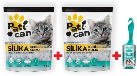 2 ADET SİLİKA KEDİ KUMU 3.8 LT + TÜY TOPLAYICI RULO