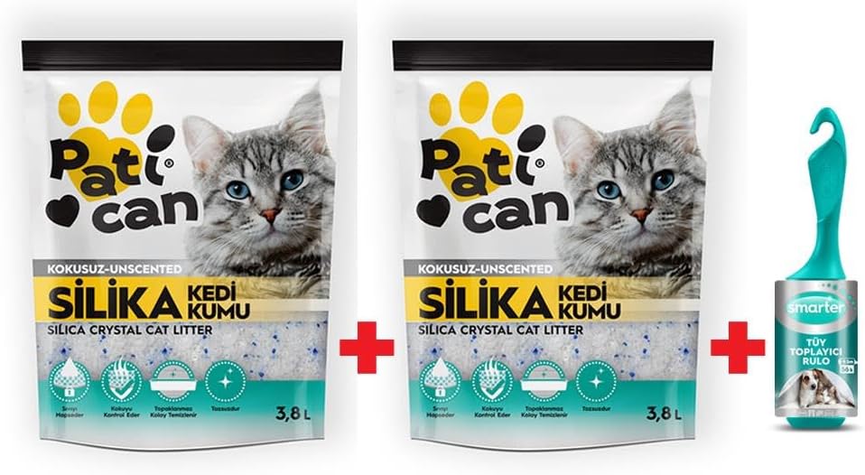 Alternative view of 2 ADET SİLİKA KEDİ KUMU 3.8 LT + TÜY TOPLAYICI RULO