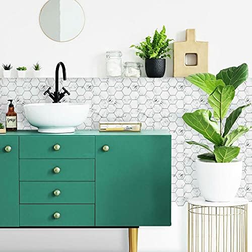 StickTiles TIL4245FLT Beyaz ve Siyah Carrara Mermer Altıgen Soy ve Yapıştır