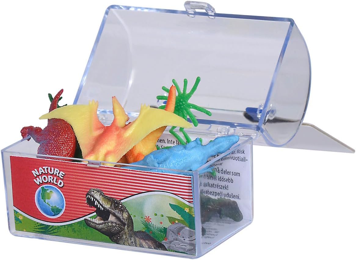 104342250, Hazine Sandığında Dinozorlar, 6 Adet Dino, 6-7 cm Boy, Kulplu Kutu, Aksesuarlar