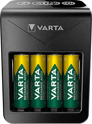 Alternative view of Akü şarj cihazı, 4 x AA 2100 mAh dahil, şarj edilebilir AA/AAA/9V ve USB cihazlar için, LCD Plug Charger+, tek yuvalı şarj, siyah