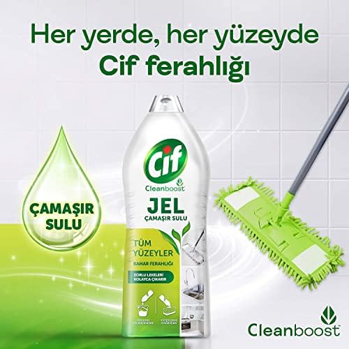 Cif Jel Yüzey Temizleyici Cleanboost Tüm Yüzeyler için Leke Çıkarıcı Çamaşır Sulu Ferahlığı 1500 ml