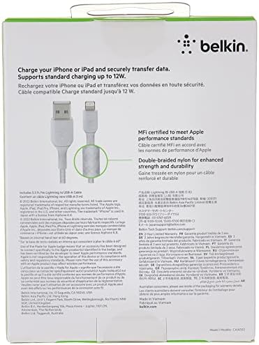 Örgülü Lightning Kablosu (, iPad, 'lar için Boost Charge Lightning - USB Kablosu) MFi Sertifikalı Şarj Kablosu, Örgülü Lightning Kablosu (1 m, Beyaz)