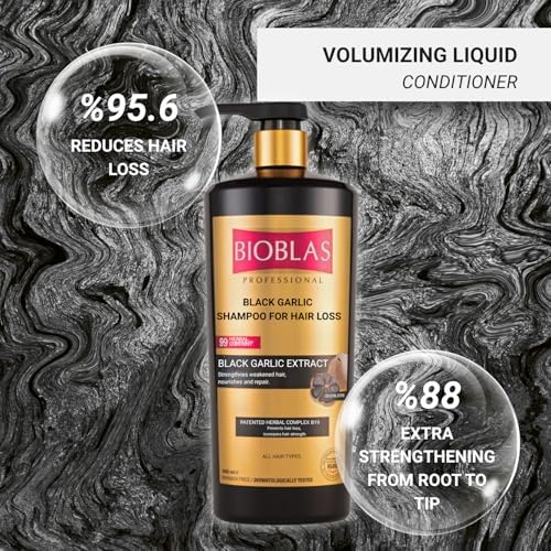 Bioblas Siyah Sarımsak Şampuan – Saç Dökülmesine Karşı, Güçlendirici & Onarıcı Etki, Organik Zeytinyağlı, 1000 ml