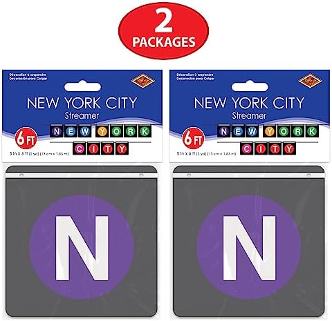 53650 Asılı Afişler 2 Parça New York City Parti Dekorasyonları, 12,7 cm x 6 ', Siyah/Mor/Mavi/Sarı/Yeşil/Pembe/Kırmızı