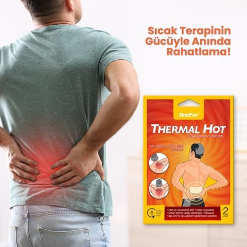 StopEver Thermal Hot Terapi Flasteri - 6'lı Paket | Kas ve Bel Ağrılarını Hafifletmeye Yardımcı | 8 Saat Etkili Isı Terapisi | İlaç İçermez | 12 Adet (6x2)