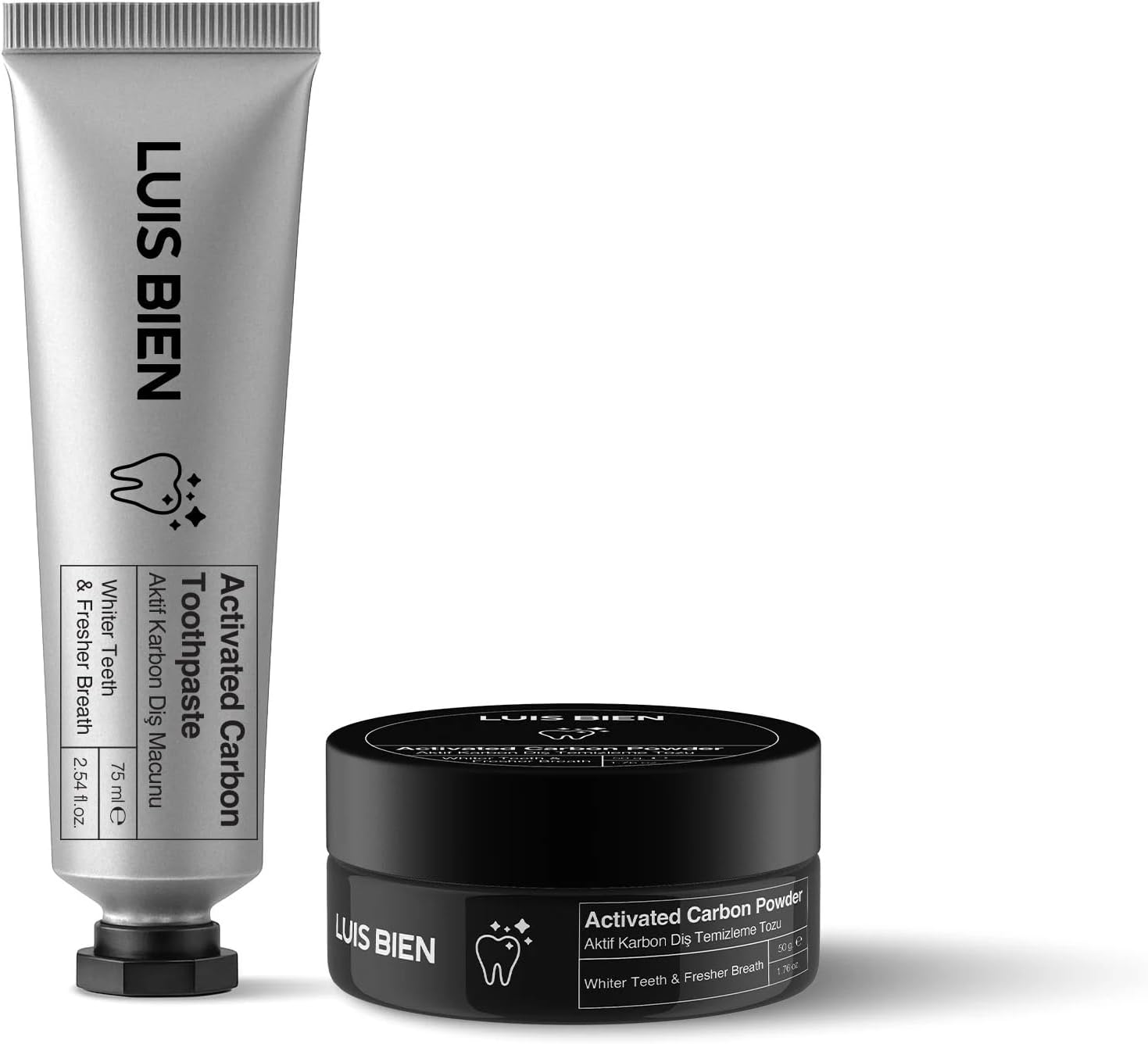 Alternative view of Luis Bien Diş Beyazlatıcı Set-Doğal Aktif Karbon Diş Macunu 75 ML+ Aktif Karbon Diş Beyazlatma Tozu 50 GR-Diş Sararmasına,Ağız Kokusuna Doğal Çözüm(1 adet 75 ml Diş Macunu+ 1 adet Diş Temizleme Tozu)