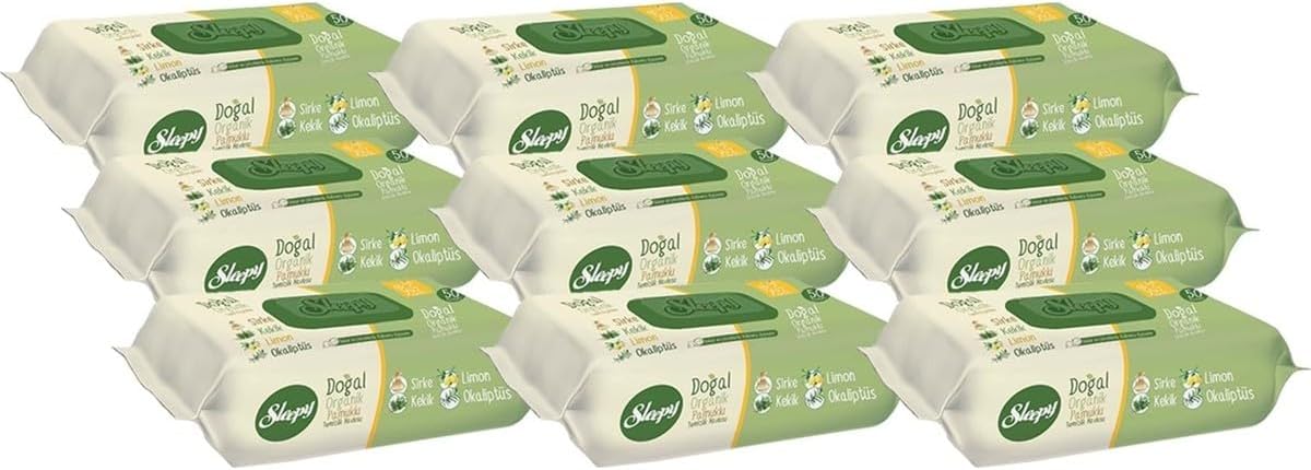 Alternative view of Islak Mendil Doğal Organik Pamuklu 50 Yaprak (9 Lu Set)
