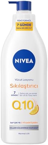 Q10 Sıkılaştırıcı Vücut Losyonu 400 ml, 10 Günde Sıkı Cilt, 48 Saat Nemlendirme,C Vitamini,Kolajen,Normal Ciltler için Vücut Losyonu