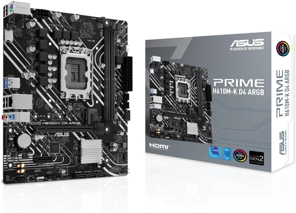 Asus PRIME H610M-K D4 ARGB Intel H610 Soket 1700 DDR4 3200MHz mATX Gaming (Oyuncu) Anakart