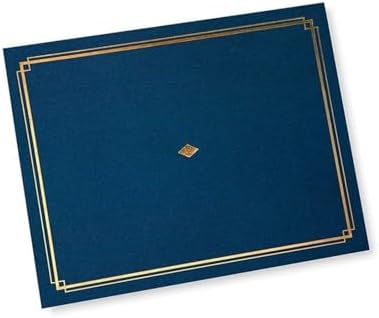 Studios Sertifika Tutucu, Altın Folyo Detaylı Mavi, 8.5" x 11" Belgelere Uyar, 36 Adet (54516)