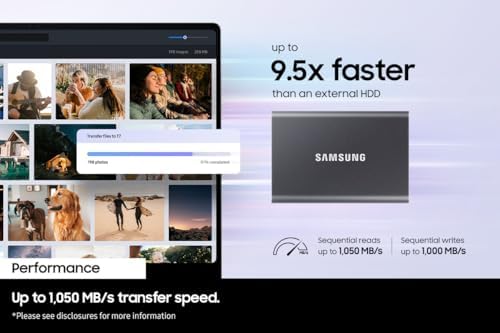 Alternative view of Taşınabilir T7 SSD, USB 3.2 Gen 1 TB, 1.050 MB/sn Okuma, 1.000 MB/sn Yazma, Mavi, MU-PC1T0H