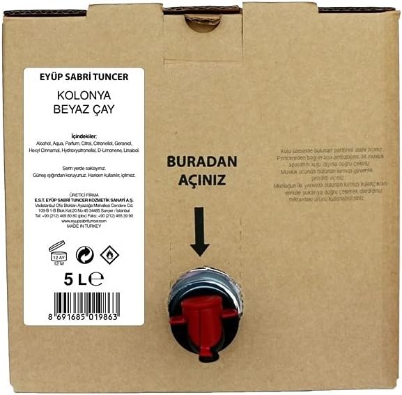 Beyaz Çay Kolonyası 5 Lt Bag In Box Endüstriyel