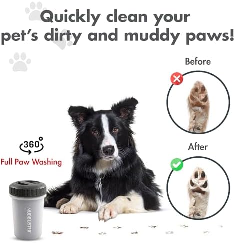 Dexas Kapaklı MudBuster Taşınabilir Köpek Pençesi Temizleyici, Açık Gri, Orta Kapaklı