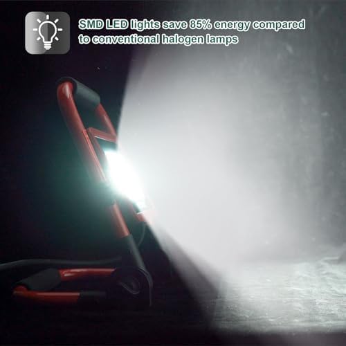 Alternative view of LED şantiye projektörü, 30 W spot, taşınabilir çalışma lambası, 3000 lm, 6500 K, soğuk beyaz, IP65 su geçirmez, garaj, şantiye, acil durum aydınlatması için, 100 W x 2 yerine geçer [enerji