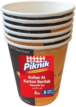 Piknik Kullan At Karton Bardak 8 Oz 6'lı 1484