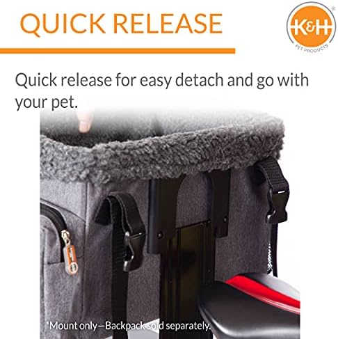 K&H Pet Products Evrensel Arka Bisiklet Montaj Seyahat Bisikleti Kedi ve Köpek Bisiklet Sepeti ve Sırt Çantası Siyah Evrensel Fit Montaj