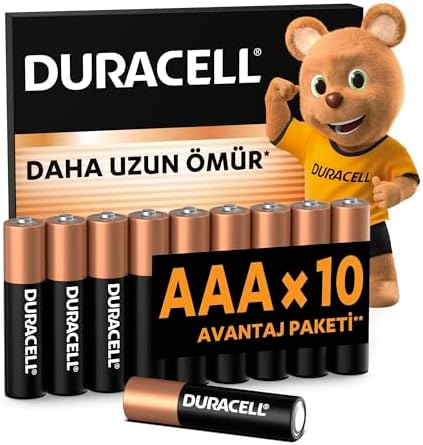 DURACELL BASIC AAA Alkalin İnce Kalem Pil (10'lu Paket) – 1,5V – Daha Uzun Ömürlü – Günlük Cihazlar için Güvenilir Güç – Plastik İçermeyen Ambalaj - MN2400