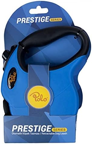 Polo Prestige Makaralı Otomatik Tasma L 5 Metre - 50 kg Mavi - Siyah