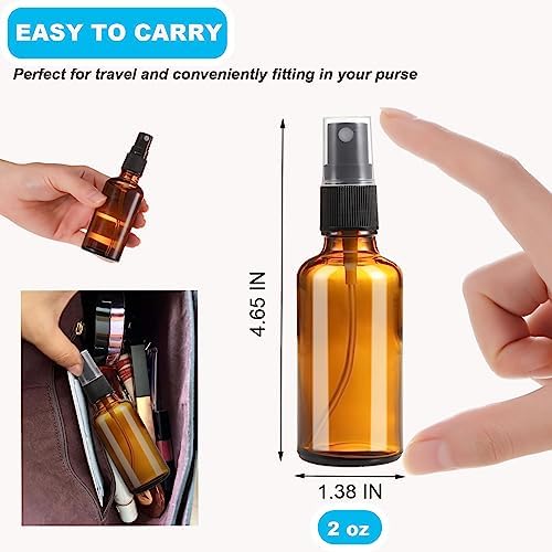 Alternative view of Exptolii 2 oz Cam Sprey Şişeleri, 4'lü Paket Küçük Sprey Şişesi Sis Püskürtücü, Mini Seyahat Boş İnce Sis Püskürtme Şişeleri, Uçucu Yağlar, Saçlar, Parfüm, Bitkiler için Huni Damlalıklı