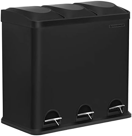 Alternative view of 54 Litre Mutfak Çöp Kutusu Pedallı Çöp Kovası, 3 Bölmeli, İç Kovalar ve Atık Ayırma İçin 6 Etiket, Çöp Ayrıştırma Sistemi, Siyah Ltb54B