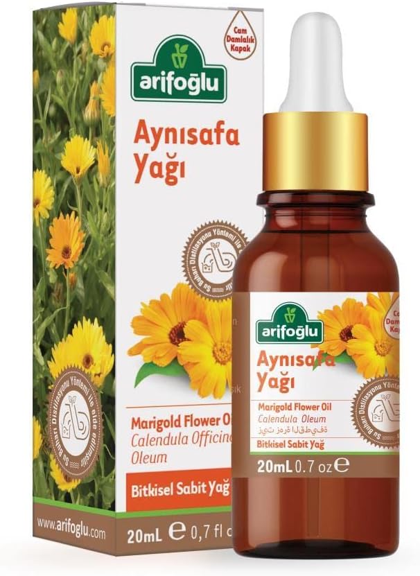 Aynısafa Yağı 20ml - Soğuk Sıkım, Cilt Onarıcı, Doğal Nemlendirici | Calendula Oil 20ml - Cold Pressed, Skin Repairing, Natural Moisturizer