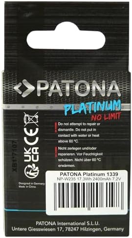 PATONA NP-W235 2400mAh Batarya Platinum Serisi - GFX-50s II GFX-100S GFX-100 II X-H2 X-H2S X-S20 X-T4 X-T5 için