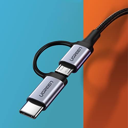 Alternative view of 2'si 1 Arada Örgülü Type-C Micro USB Şarj ve Data Kablosu 1 Metre