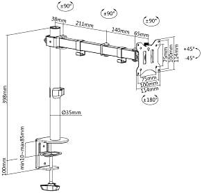 Alternative view of Dıgıtus Monitör Tutucu - Masa Kelepçesi - 1 Monitör - 32 İnçe Kadar - 8 Kg'A Kadar - Vesa 75X75, 100X100 - Siyah, Da-90399