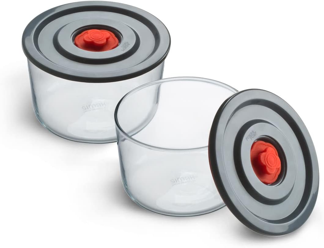 Yuvarlak 2’li Borosilikat Cam Saklama Kabı Seti, 0.35 L x 2, 116×76 mm, Sızdırmaz Kapak, Mikrodalga-Fırın-Buzdolabı-Bulaşık Makinesi Uyumlu