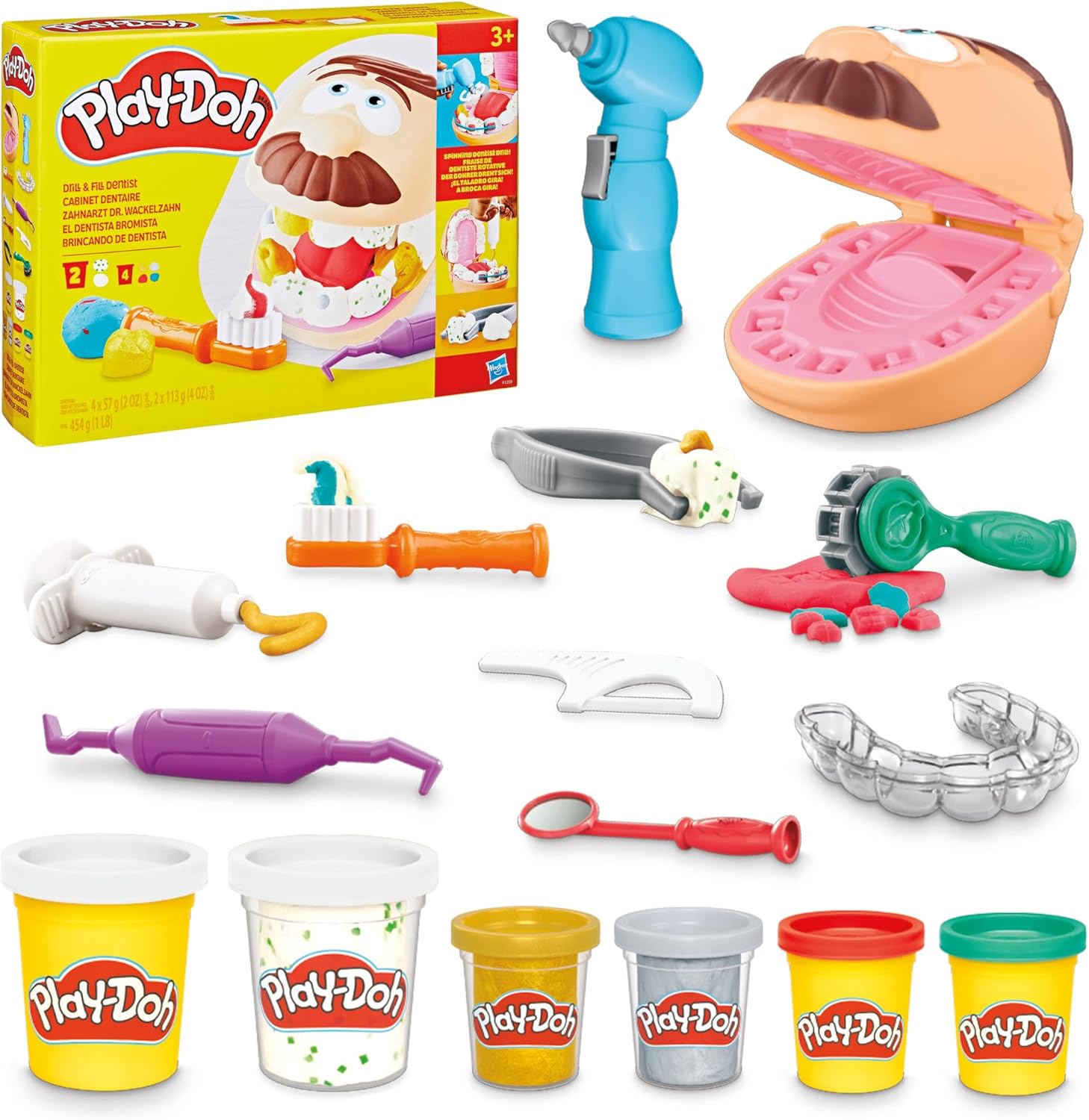 Alternative view of Play-Doh Drill 'N Fill Diş Hekimi Oyun Hamuru Seti, 3 Yaş Ve Üzeri Çocuklar İçin, 8 Modelleme Bileşiği Kutusu, Toksik Değildir, Çeşitli Renkleri Mevcuttur