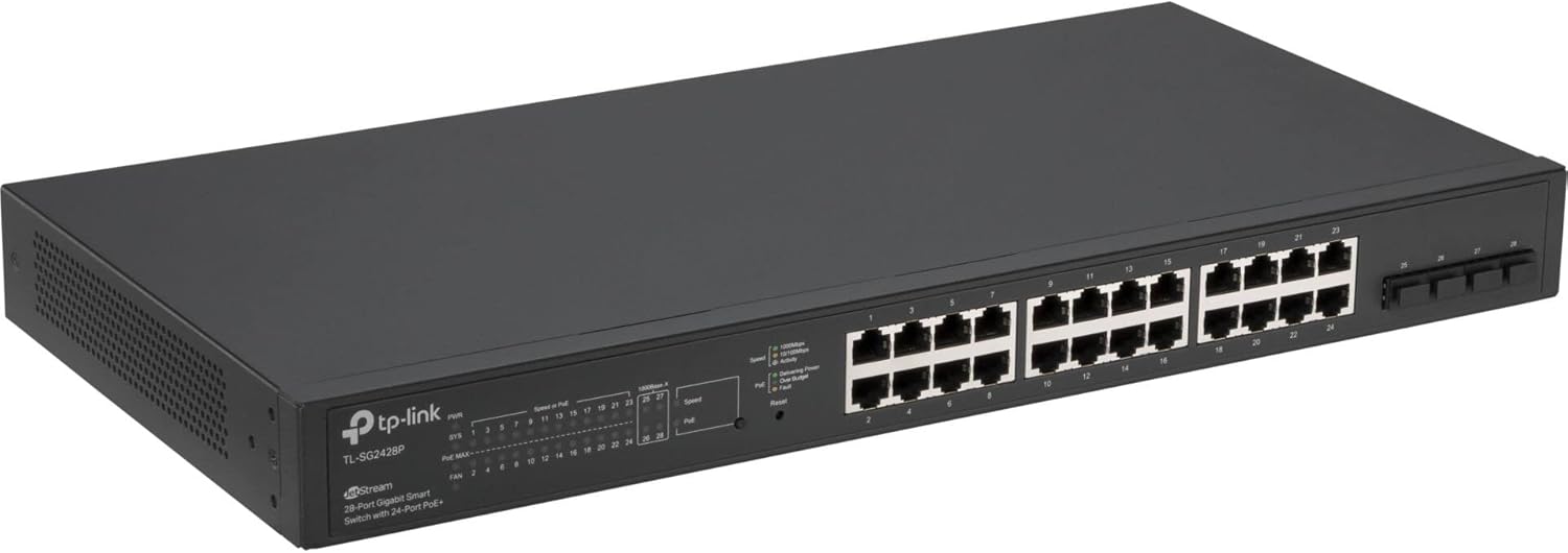 TL-SG2428P, JetStream 28-Port Gigabit Smart Switch with 24-Port PoE+
