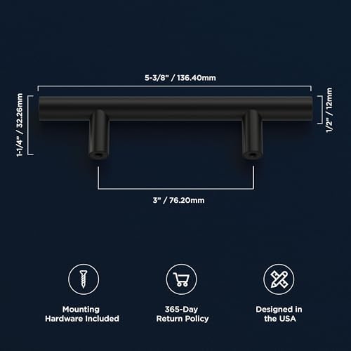 Alternative view of Bar Çekme 7,6 cm Merkezden Merkeze Mat Siyah Kaplama (10'lu Paket)