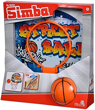 Simba 107406024 basketbol seti, kapı askılı, tahta 27 x 5 x 21 cm, fileli pota 15 cm, top 8,6 cm, 3 yaş ve üzeri