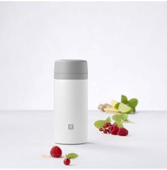 THERMOÇAY DEMLİKLİ MATARA, 420 ML | PASLANMAZ ÇELİK | BEYAZ-GRİ