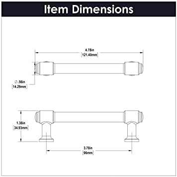 Alternative view of 10'lu Paket Katı Çekirdek Mutfak Dolabı Çeker, Lüks Dolap Kolları, Kapı ve Şifonyer Çekmeceleri için Donanım, 3-3/4 İnç (96mm) Delik Merkezi, Fırçalanmış Altın Pirinç, Piper