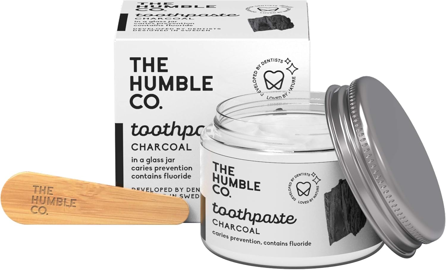 The Humble Co. Co Cam Kavanoz Diş Macunu Yetişkinler için Kömürlü (Beyazlatma Etkisi)