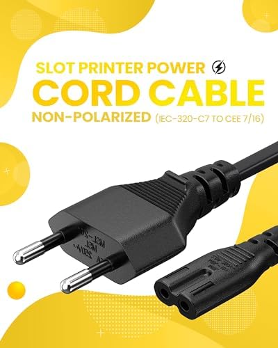 Avrupa AB 2- Yuvalı Yazıcı Güç Kablosu Kablosu, Polarize Olmayan (IEC-320-C7 - CEE 7/16) Avrupa Seyahati için TV, Yazıcı, Şarj Cihazları, PS4 Oyun Konsolu ve Daha Fazlası ile çalışır