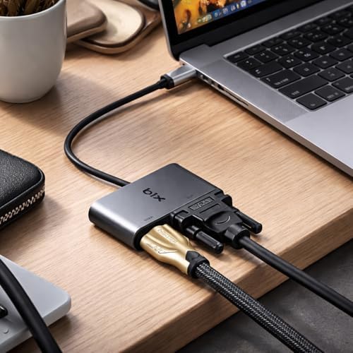 Bix BX14HB USB-C 3.1 HDMI VGA MacBook Uyumlu Çoklu Port Çevirici Adaptör Hub 4K Destekli Taşınabilir