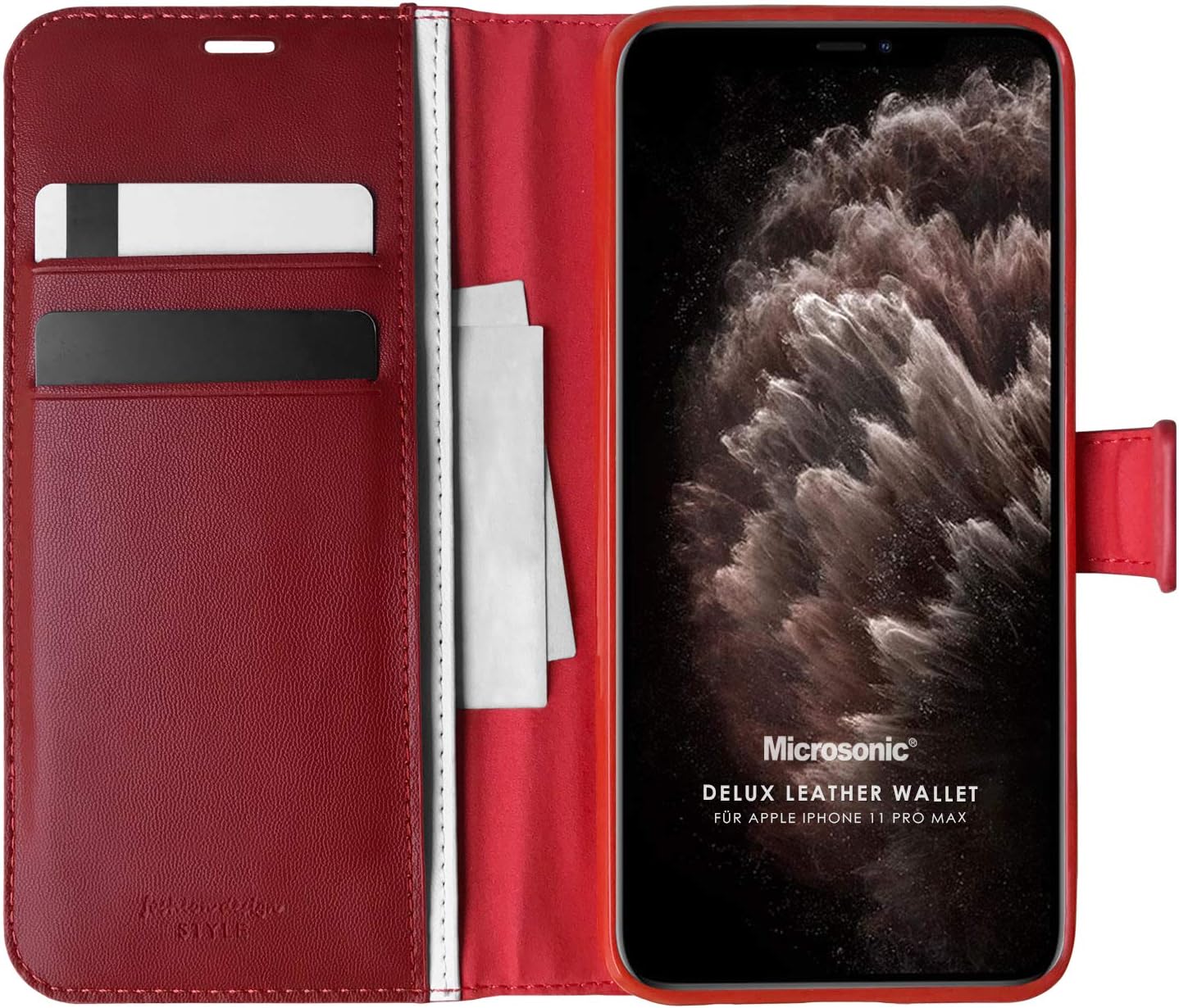 Alternative view of 11 Pro Max için Kılıf Delux Wallet Kırmızı [ 11 Pro Max ile Uyumlu Kılıf - Kırmızı]
