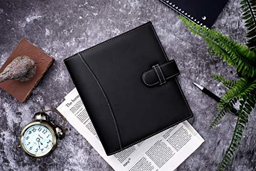 " Academic Mini Executive Deri Portföy Klasörü, 1" Halka Bağlayıcı ve 250 Sayfalık Kapasite, Not Defterleri ve 5.5" x 8.5" Belgeler, 2 Kalem Döngüsü, Siyah Deri" (98294)